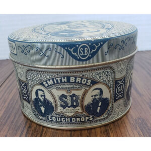 Smith Bro's Cough Drops Vintage Antique Advertising Tin Trinket Stash Box